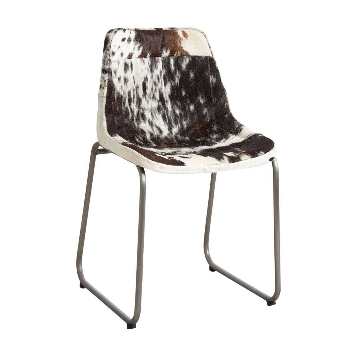 Aubry Gaspard - Chaise en métal et peau de vache naturelle
