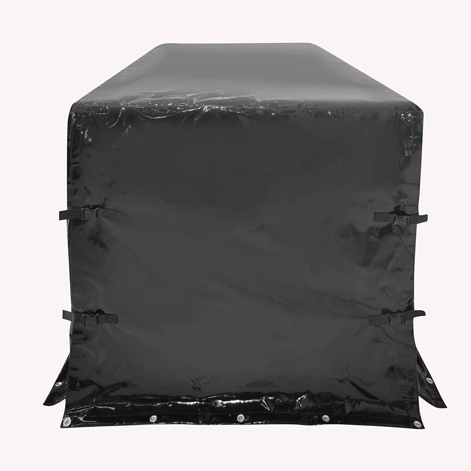 Helloshop26 - Bâche pour remorque 210 x 114 x 110 cm pvc 700 g/m² avec œillets 4 sangles et corde élastique 7 m imperméable noir bâche étanche de protection couver - Image 2