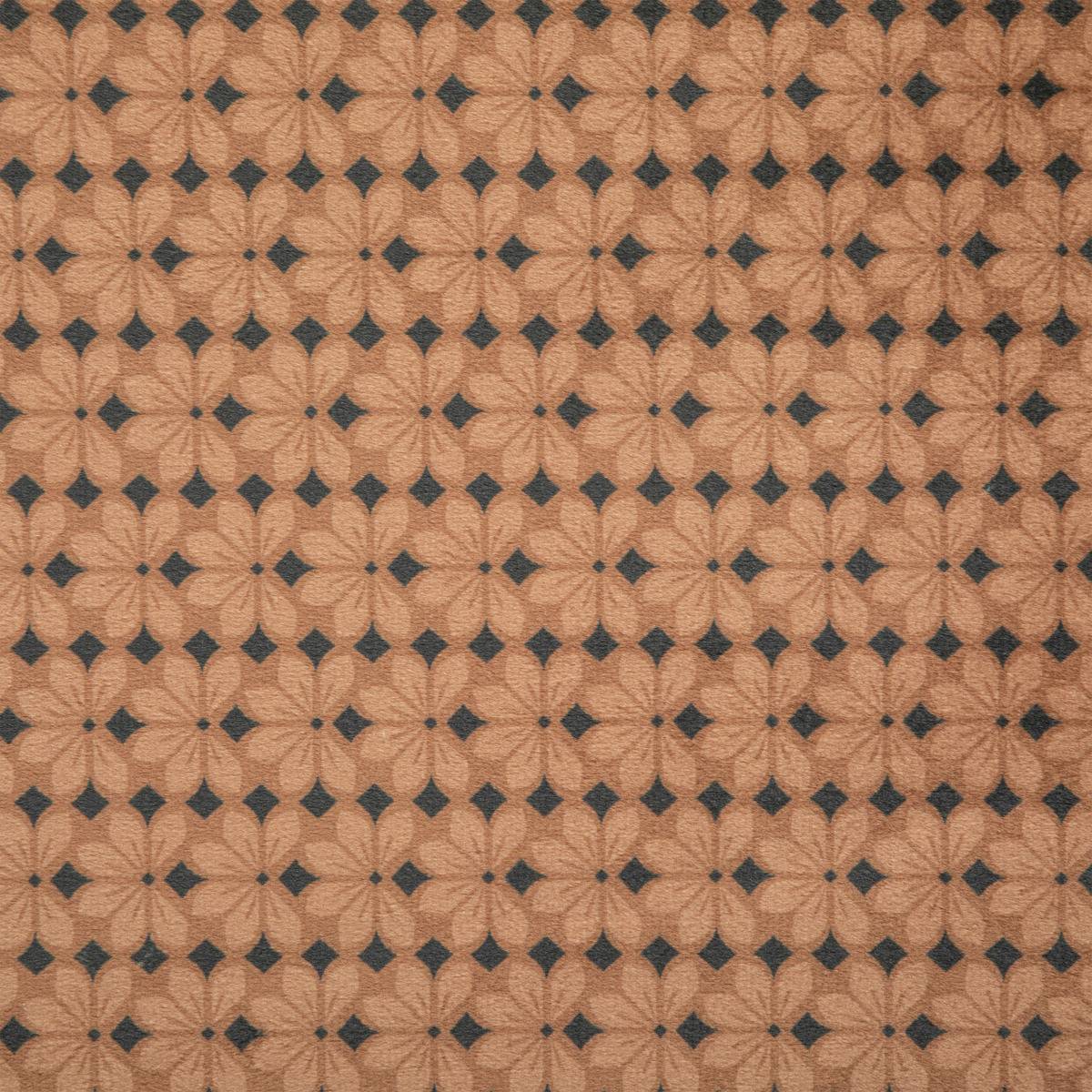 Pouf pliant et Coffre de rangement en velours Marron Caramel avec motifs - Image 4