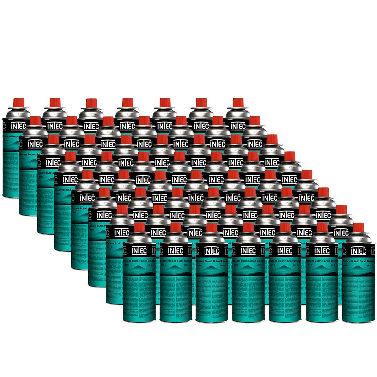 Pack 56 Bouteilles de gaz Butane 250 g Cartouche gaz Camping Compacte Encliquetable Réchaud Désherbeur Barbecue INTEC - Image 1