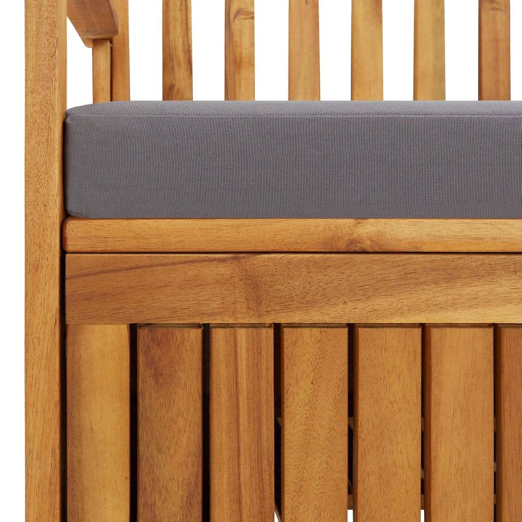 Banc Coffre Jardin Acacia Massif avec Coussin Assise Rangement Gris 120 cm – ComfortXL Outdoor Living - Image 6