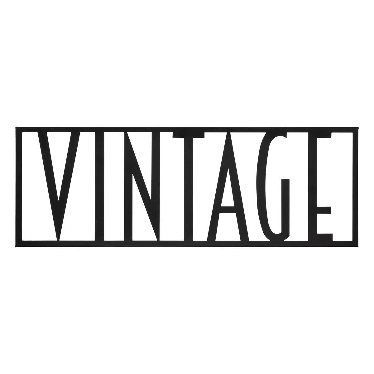 Déco murale VINTAGE en métal Noir 50 x 17 cm - Image 1