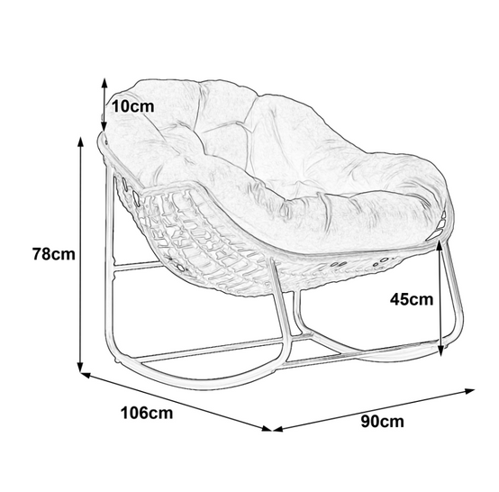 Fauteuil à bascule œuf rotin acier terrasse salon relaxation 106x90x78cm blanc - ComfortXL Outdoor Living - Image 5