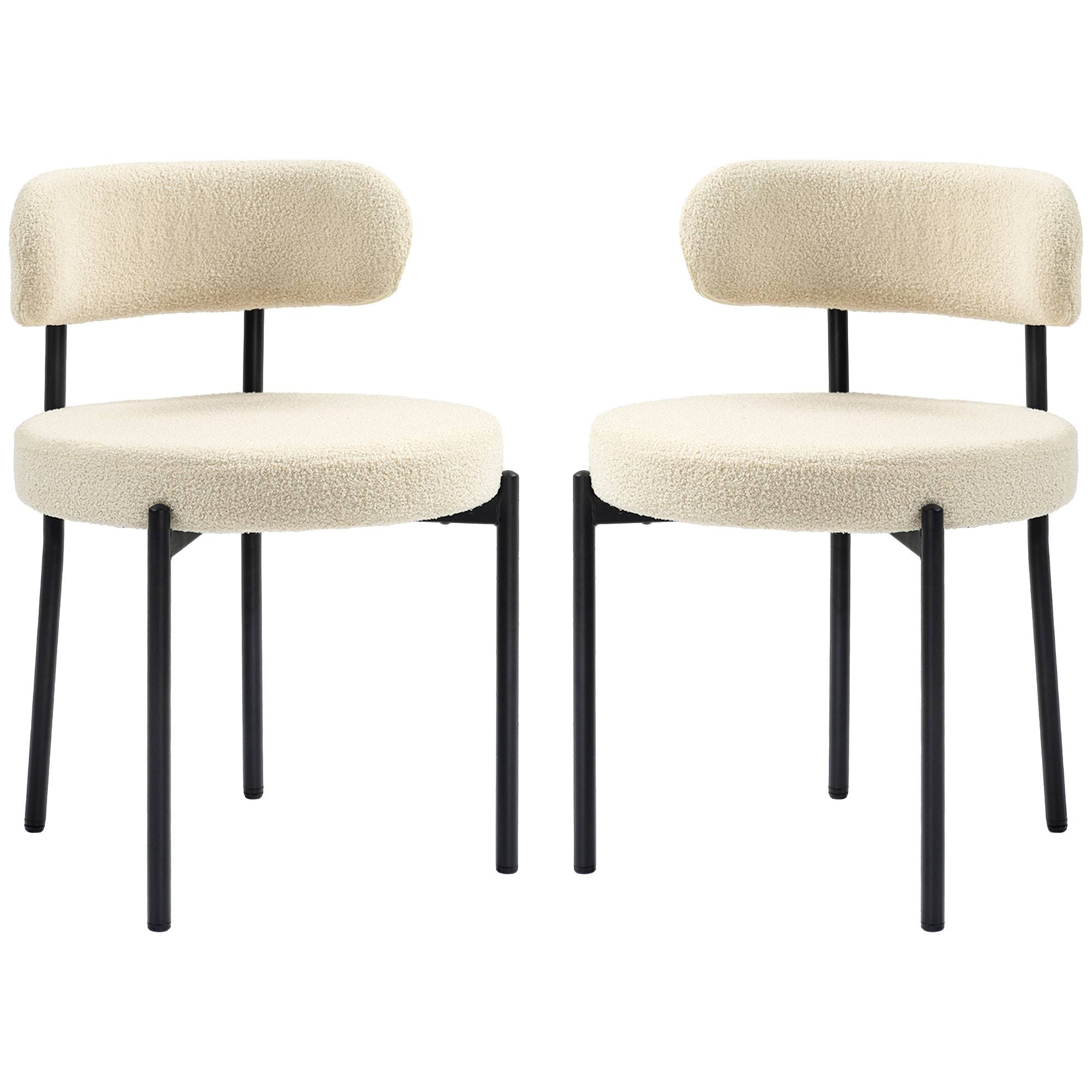 Lot de 2 chaises de salle à manger avec dossier en tissu pieds en acier 51 x 51 x 76 cm beige noir - Image 2