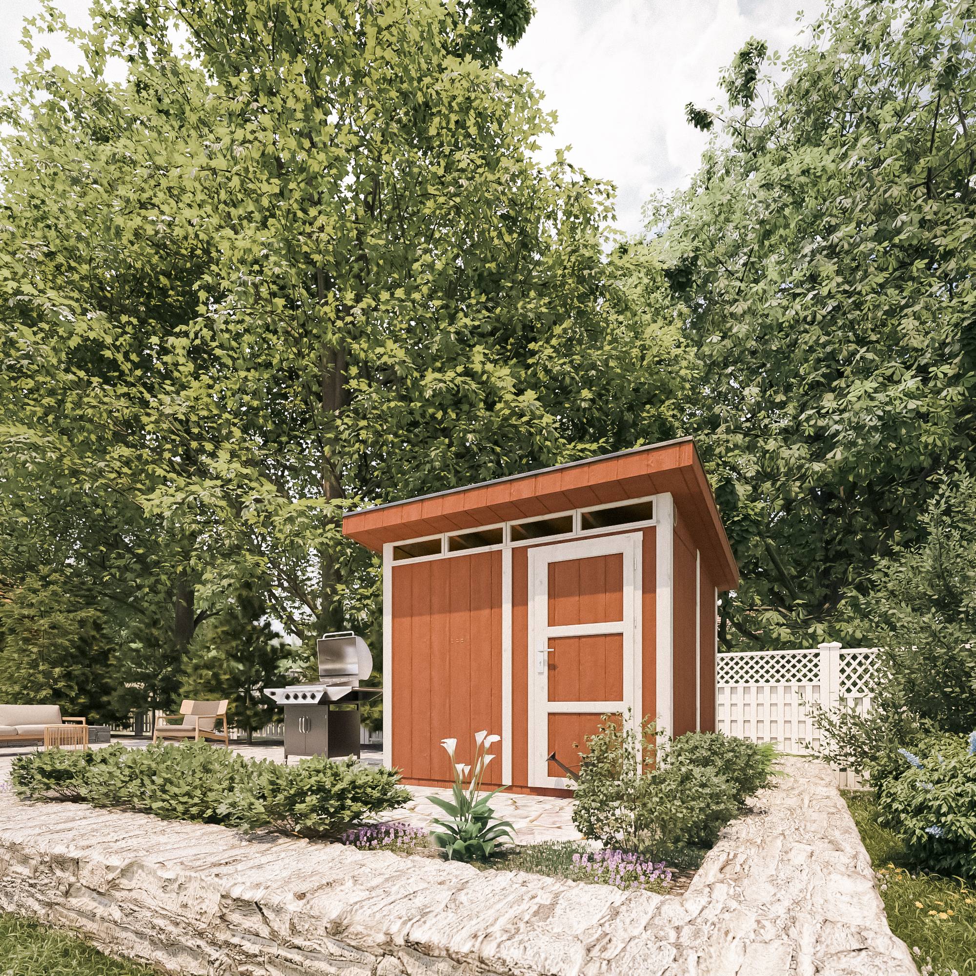 Timbela - Abri de Jardin Qualité Premium 6m² / L294xL279cm - Kit tout compris avec sol, tuiles bitumineuses, set de peinture - Timbela M903 - Image 4