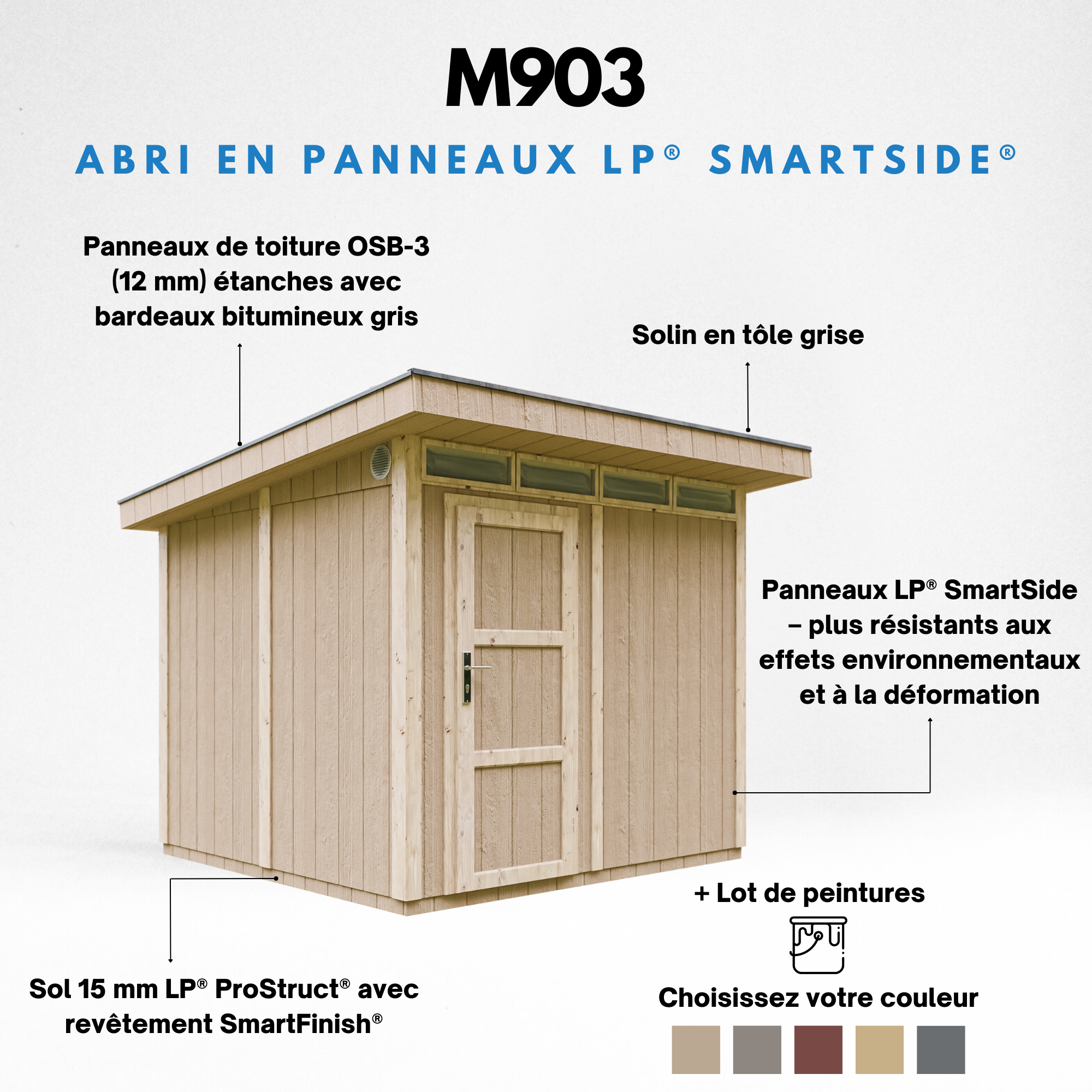 Timbela - Abri de Jardin Qualité Premium 6m² / L294xL279cm - Kit tout compris avec sol, tuiles bitumineuses, set de peinture - Timbela M903 - Image 10
