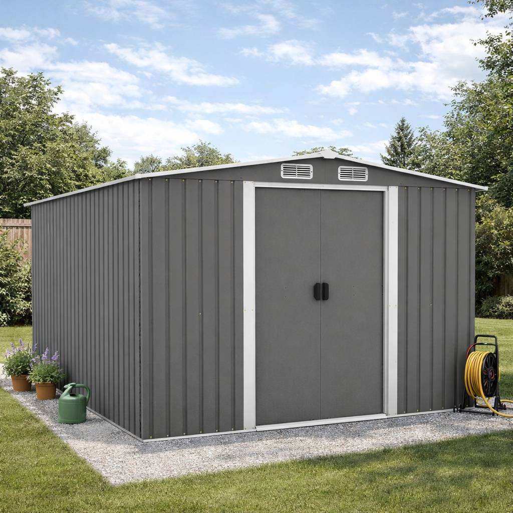 Abri de jardin en metal 8.08m2 Gris JURA - Image 2