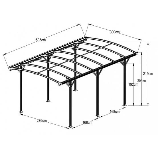 Carport autoportant 15,15m² aluminium blanc polycarbonate 6mm X-METAL avec kit d'ancrage - Image 3