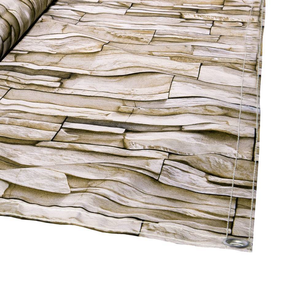 Terre Jardin - Brise vue beige imitation mur en pierres 1.5 x 5 Gris - Image 2