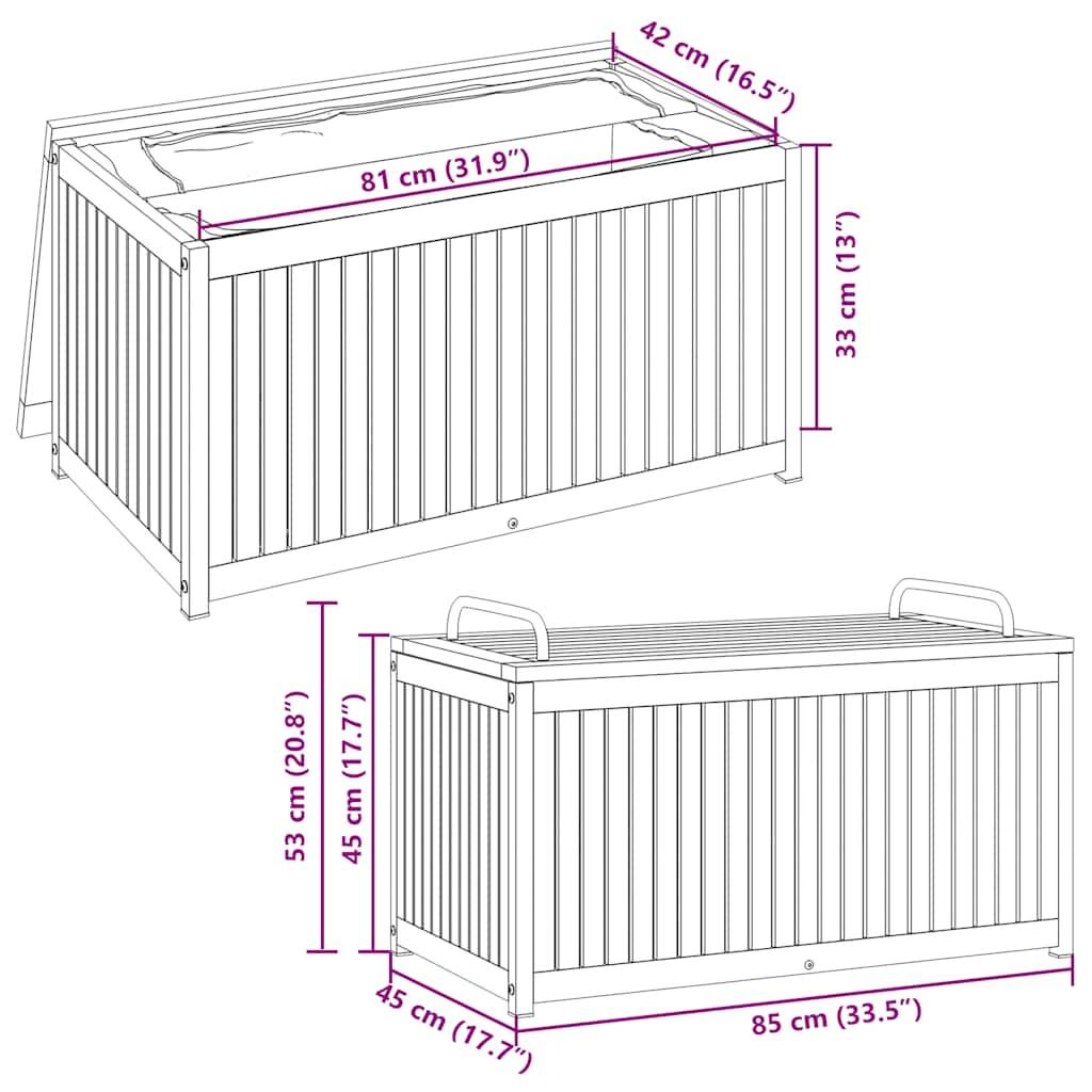 Vidaxl - Boîte à coussins d'extérieur bois d'acacia solide et acier vidaXL 367608 - Image 3