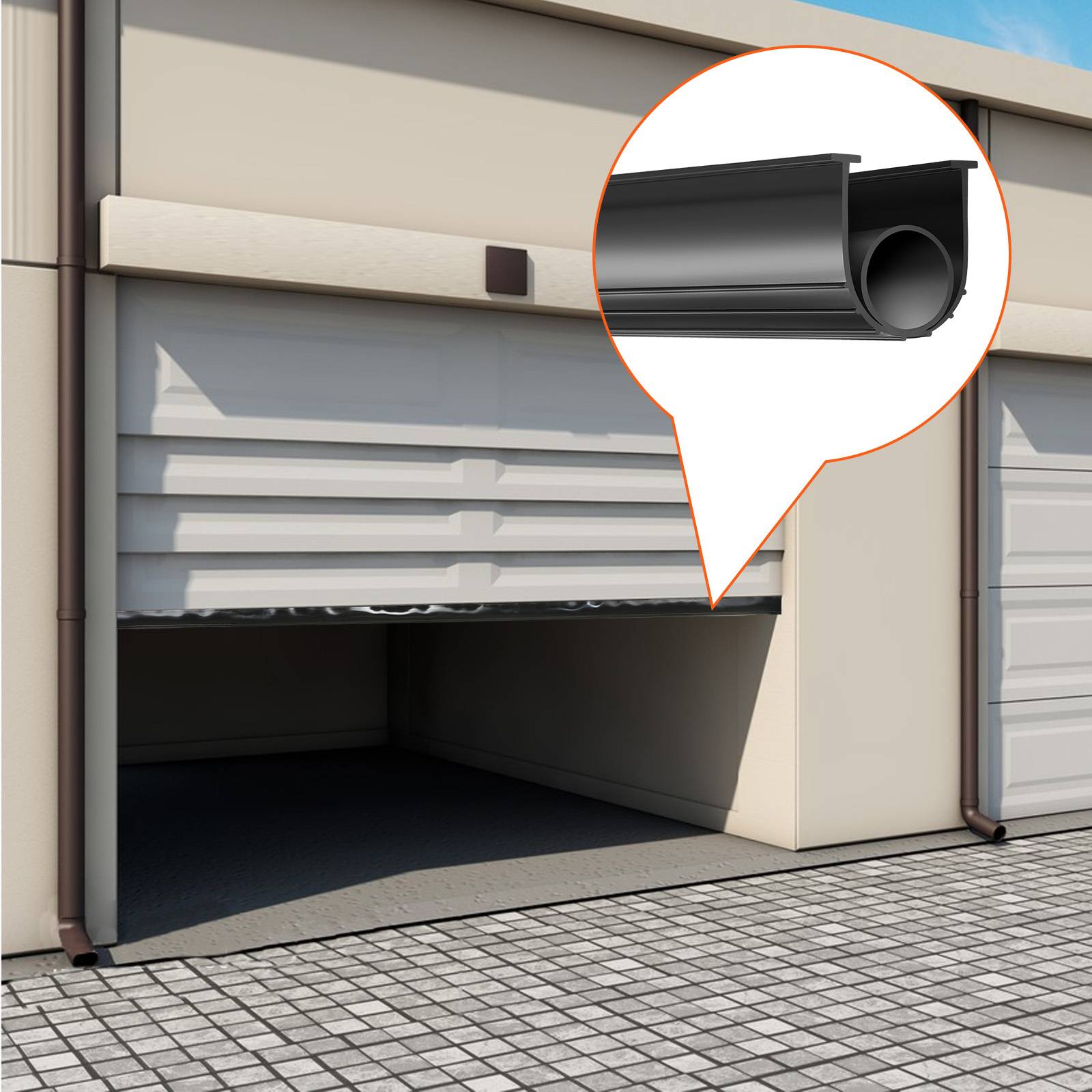 VEVOR Joint porte garage 4.8m, caoutchouc 10cm, T 8mm, étanchéité vent pluie, sectionnelle. - Image 8