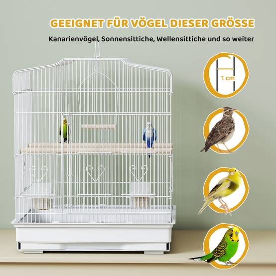Cage Oiseaux Métal Perruche Canari Vintage Accessoires Inclus 46cm Blanc - ComfortXL Outdoor Living - Image 6