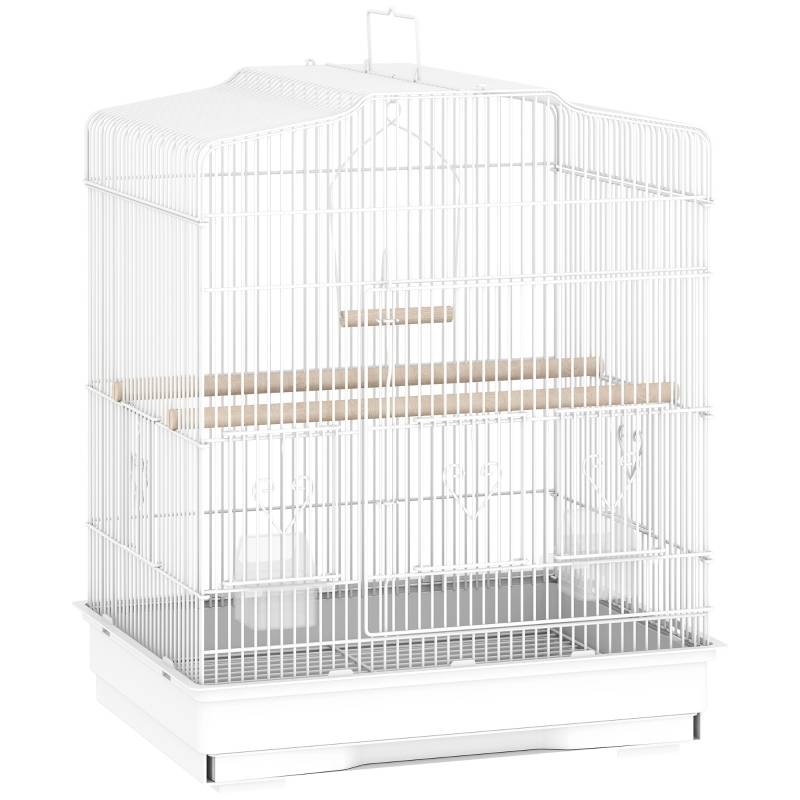 Cage Oiseaux Métal Perruche Canari Vintage Accessoires Inclus 46cm Blanc - ComfortXL Outdoor Living - Image 2