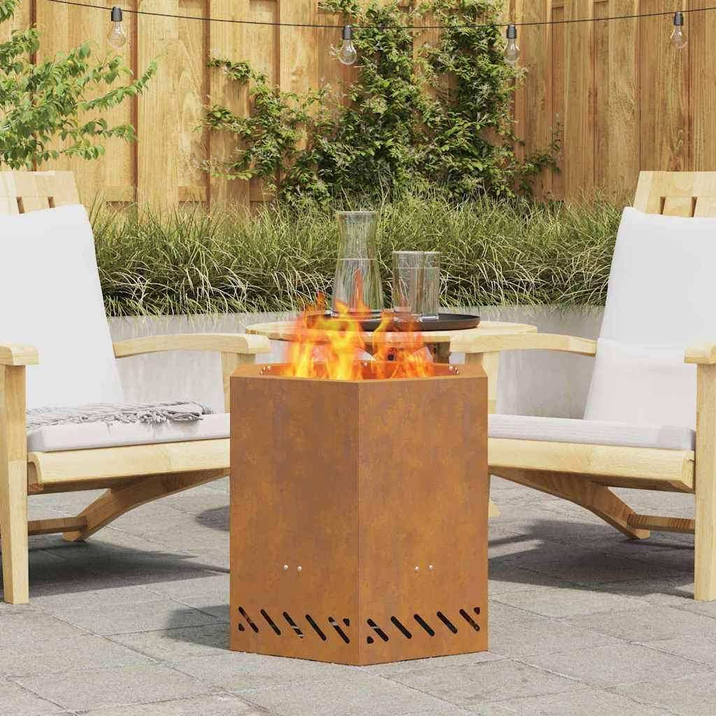 ComfortXL - Braséro hexagonal sans fumée en acier design moderne pour jardin terrasse Marron 48 cm – ComfortXL Outdoor Living - Image 1