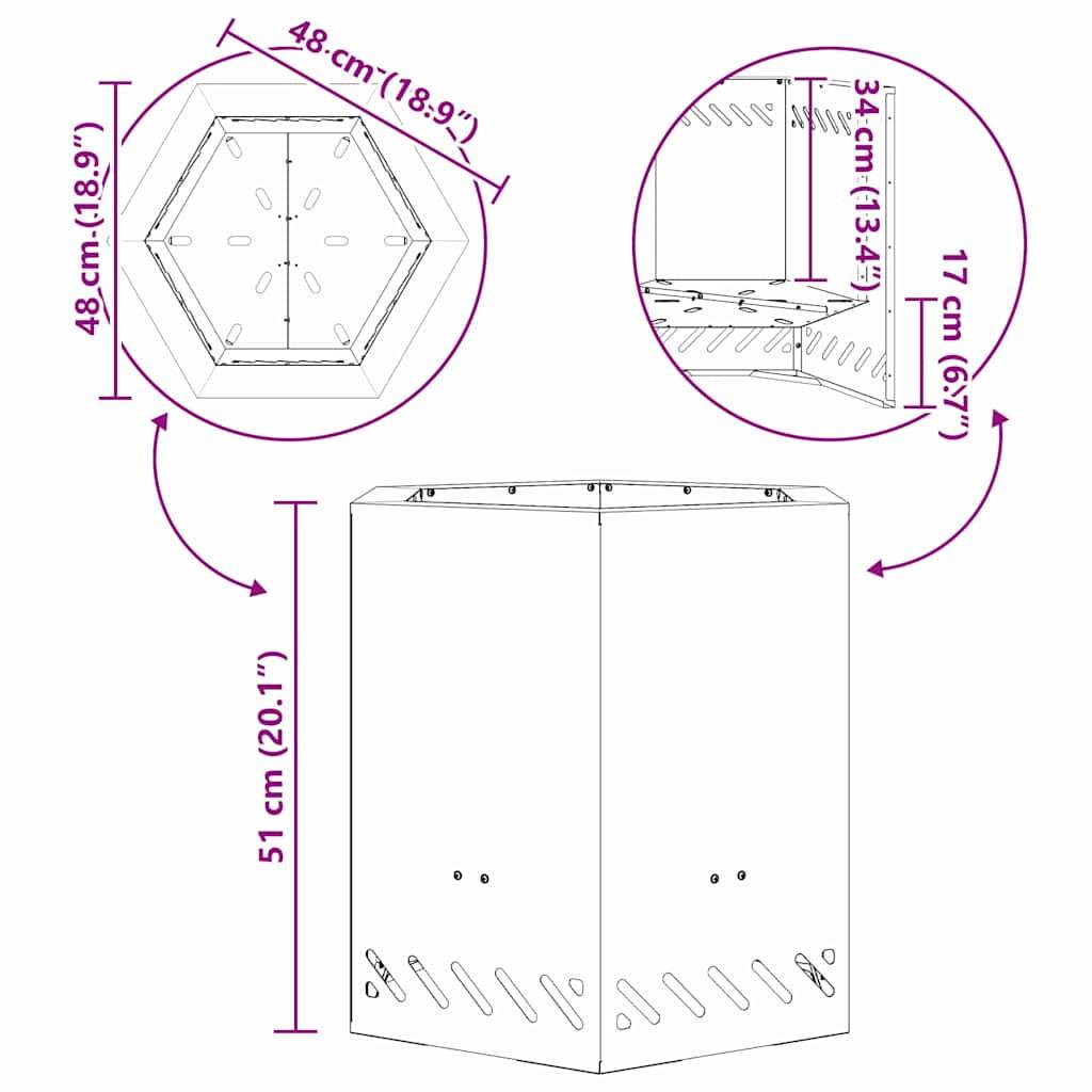 ComfortXL - Braséro hexagonal sans fumée en acier design moderne pour jardin terrasse Marron 48 cm – ComfortXL Outdoor Living - Image 5