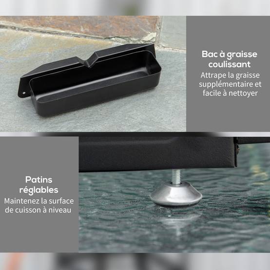 Plancha gaz en acier inox 3 brûleurs 9 kW antiadhésive grande surface de gril 61 x 35,5 cm - Image 9