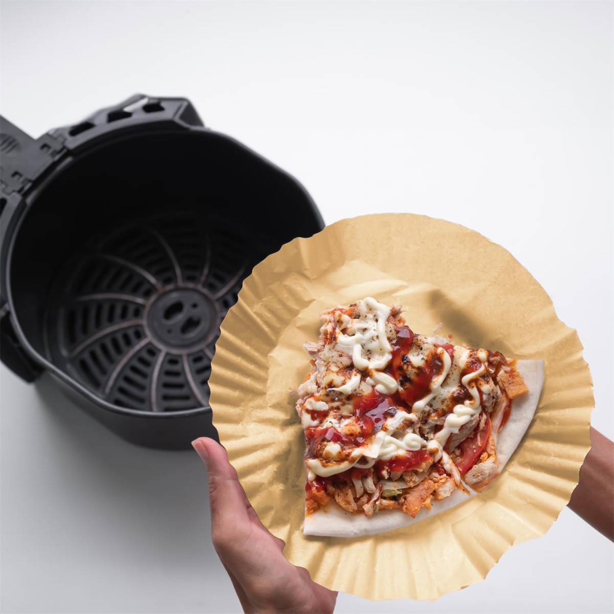 Cook Concept - Lot de 25 Feuilles de Papier Cuisson "Friteuse à Air" 20cm Marron - Image 3