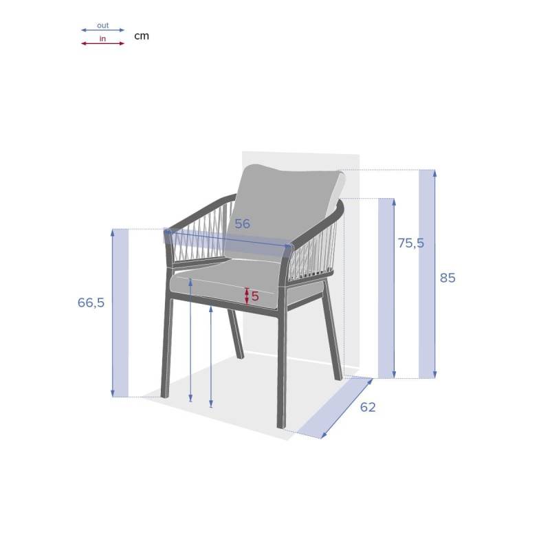 Hesperide - Lot de 2 fauteuils de jardin "Oriengo" brique & blanc en aluminium et mailles tressées Hespéride - Image 4
