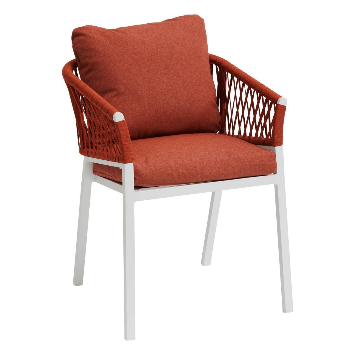 Hesperide - Lot de 2 fauteuils de jardin "Oriengo" brique & blanc en aluminium et mailles tressées Hespéride - Image 1