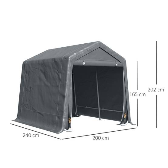 Abri garage métal toile PE 2,4x2 m pour véhicules et vélos, rangement extérieur gris foncé - Image 5
