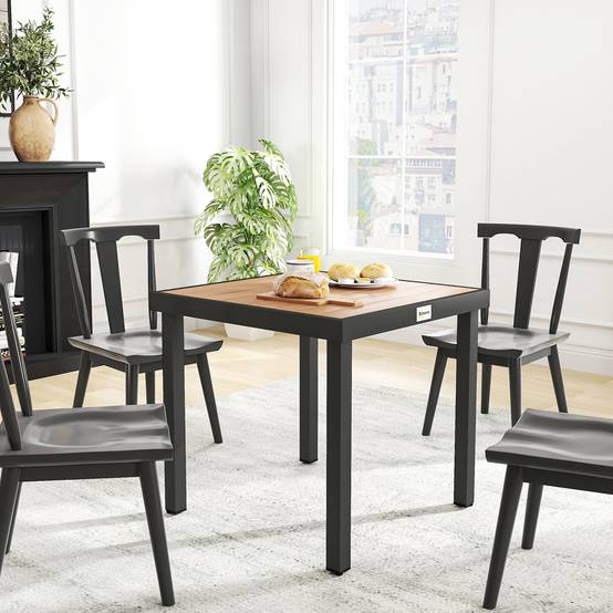 Table de jardin 78x78x74 cm en plastique et aluminium, résistante aux intempéries, pour 4 personnes, noire - Image 9