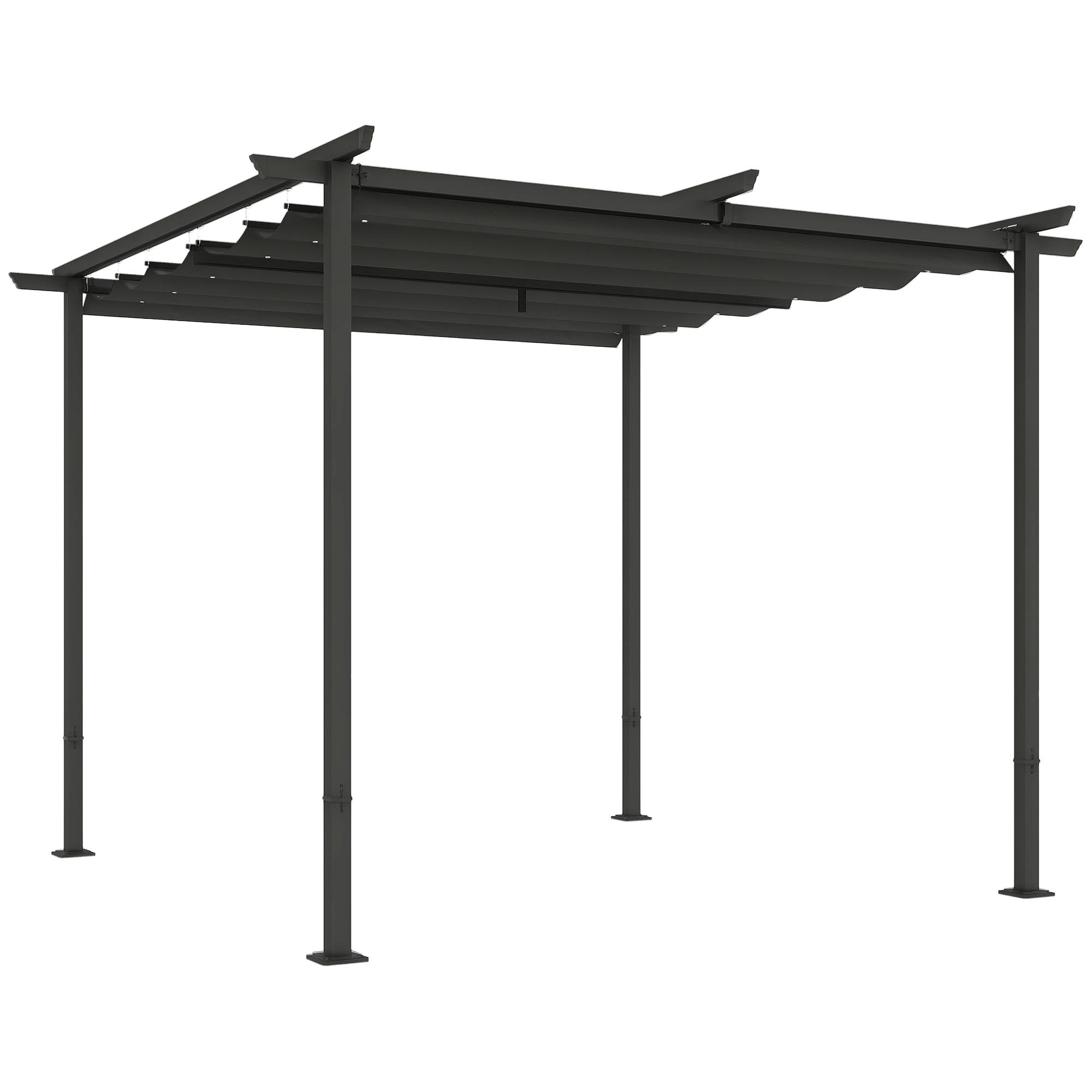 ComfortXL - Pergola autoportante métal polyester terrasse toit rétractable anti-UV 300x300cm gris foncé - ComfortXL Outdoor Living - Image 1