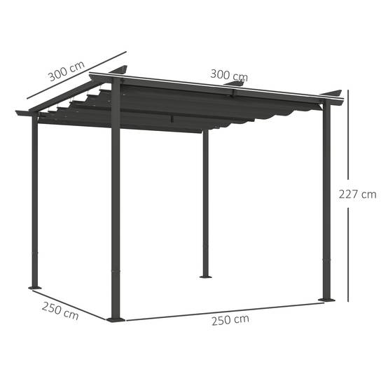 ComfortXL - Pergola autoportante métal polyester terrasse toit rétractable anti-UV 300x300cm gris foncé - ComfortXL Outdoor Living - Image 5