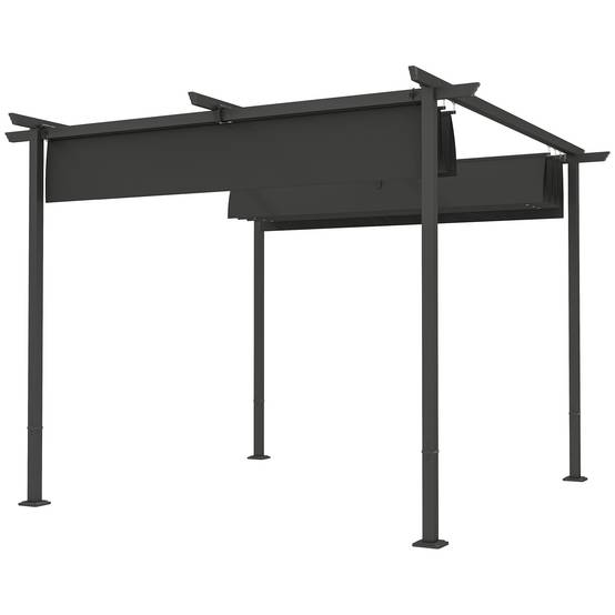 ComfortXL - Pergola autoportante métal polyester terrasse toit rétractable anti-UV 300x300cm gris foncé - ComfortXL Outdoor Living - Image 2