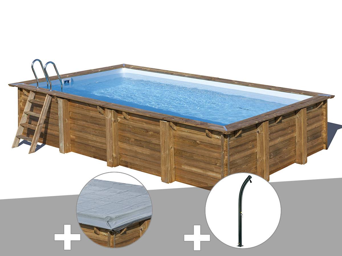 Gré - Kit piscine bois Gré Evora 6,20 x 4,20 x 1,33 m + Bâche hiver + Douche