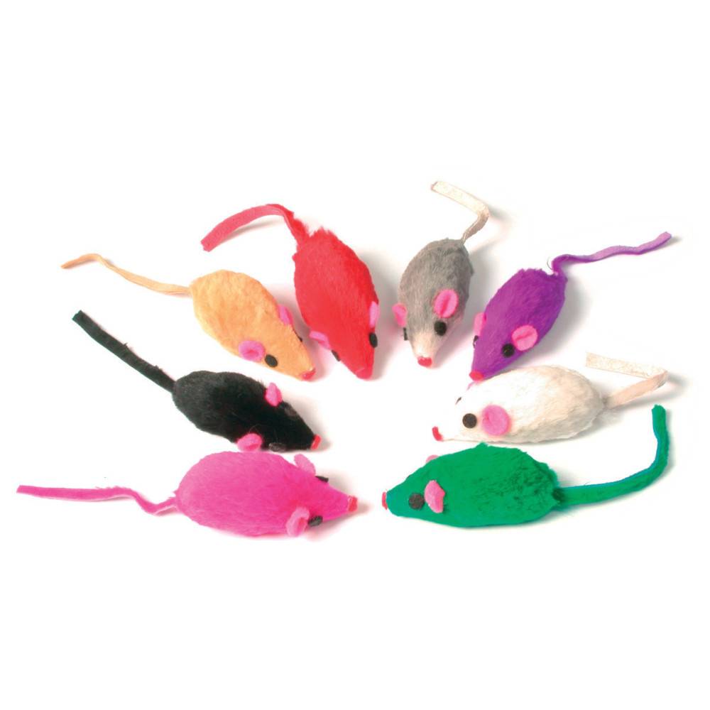 animallparadise - 8 souris en fourrure, jouet pour chat, multi couleur .