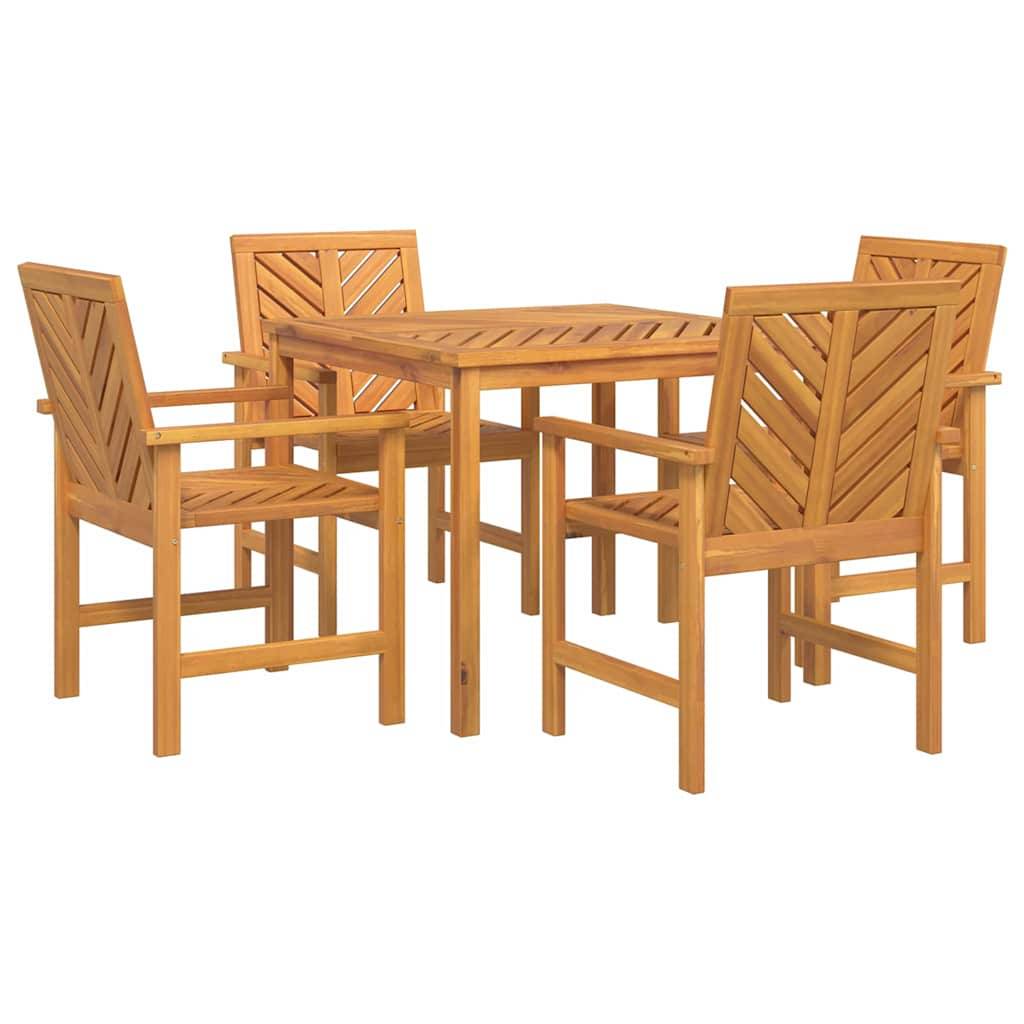 Ensemble de salle à manger jardin bois d'acacia huilé marron 90 x 90 x 74 cm (5 pièces) - PANGIVO - Image 2