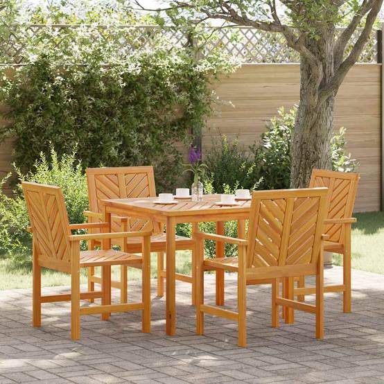 Ensemble de salle à manger jardin bois d'acacia huilé marron 90 x 90 x 74 cm (5 pièces) - PANGIVO - Image 1