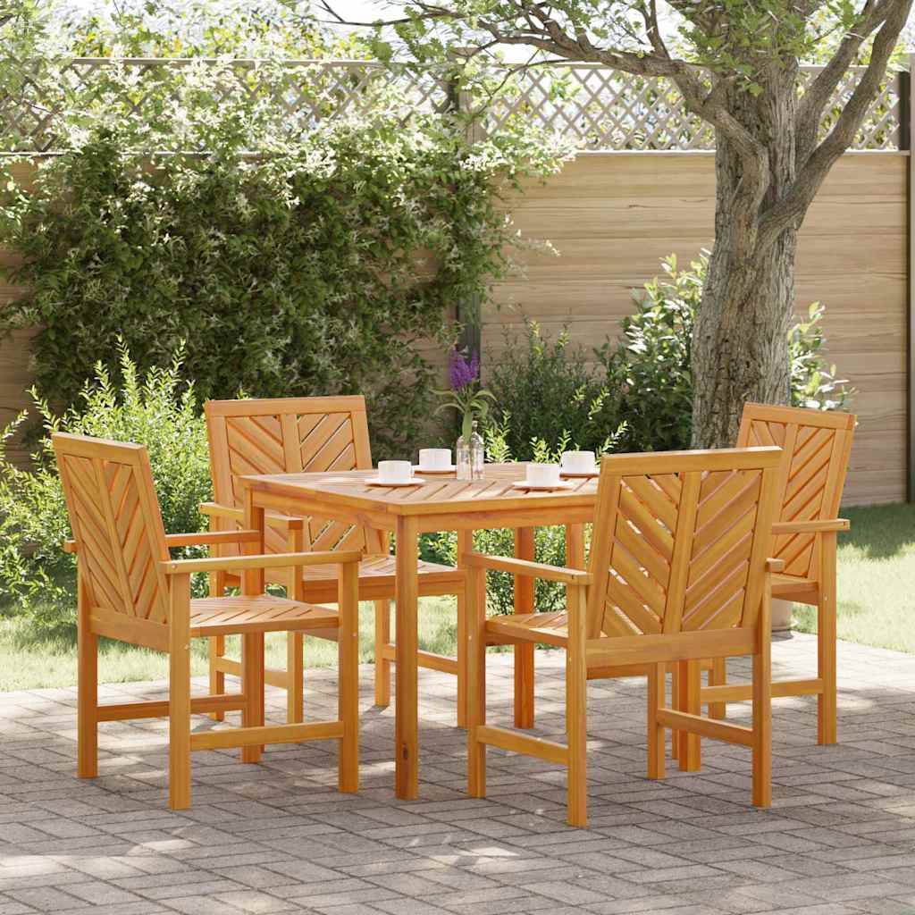 Ensemble de salle à manger jardin bois d'acacia huilé marron 90 x 90 x 74 cm (5 pièces) - PANGIVO - Image 1