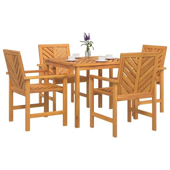 Ensemble de salle à manger jardin bois d'acacia huilé marron 90 x 90 x 74 cm (5 pièces) - PANGIVO - Image 3