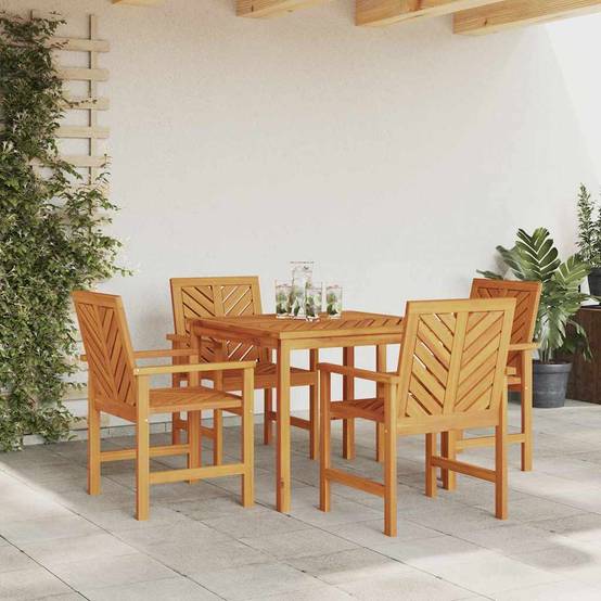 Ensemble de salle à manger jardin bois d'acacia huilé marron 90 x 90 x 74 cm (5 pièces) - PANGIVO - Image 4