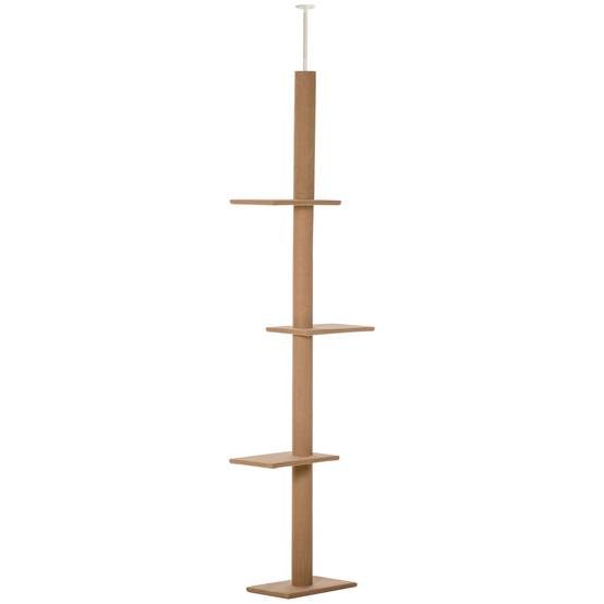 Arbre à chat plafond bois et peluche marron 43 x 27 x 260 cm - PANGIVO - Image 1