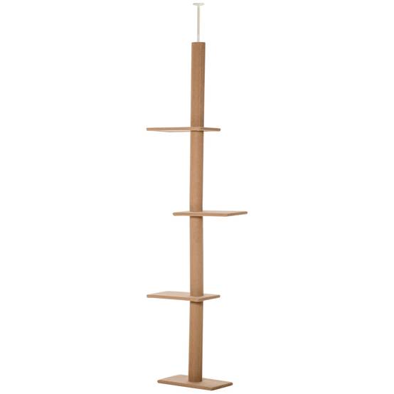 Arbre à chat plafond bois et peluche marron 43 x 27 x 260 cm - PANGIVO - Image 2