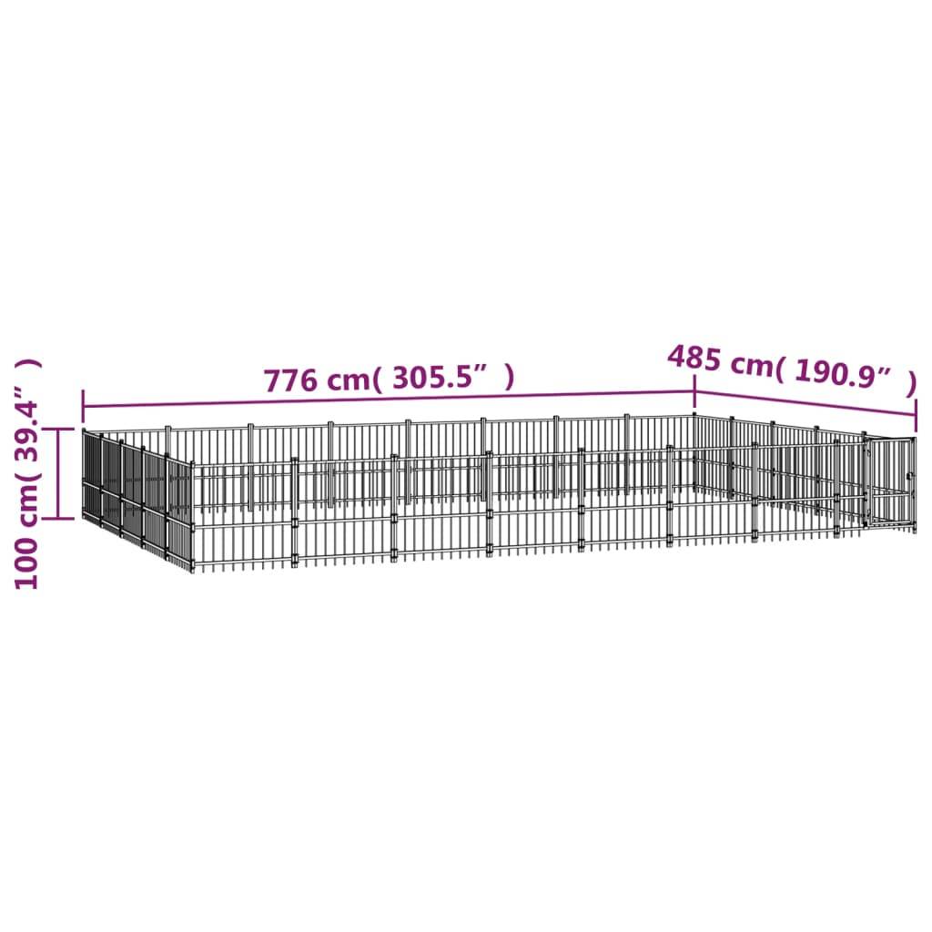 Vidaxl - Chenil d'extérieur pour chiens Acier 37,64 m² vidaXL 3124638 - Image 3