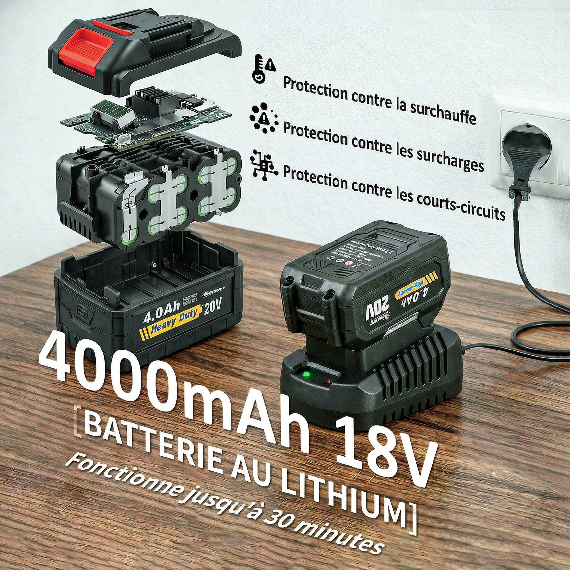 Souffleur de Feuilles sans Fil 250 W avec Batterie 4000mAh et Chargeur, 6 Vitesses, 149 km/h - Image 7