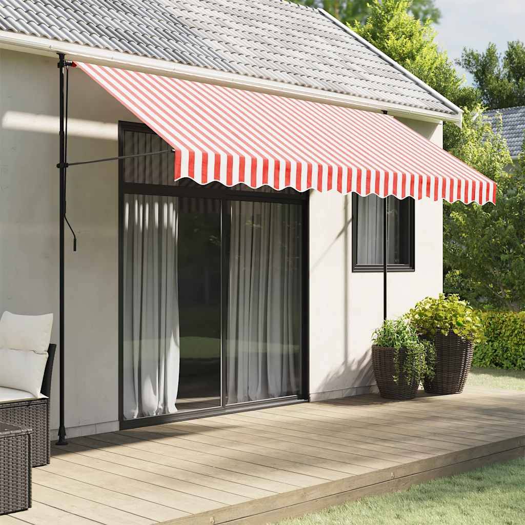 Tissu de Remplacement Store Extérieur Polyester Imperméable pour Balcon Rouge et Blanc Rayé 3,5x2,5 m – ComfortXL Outdoor Living - Image 1