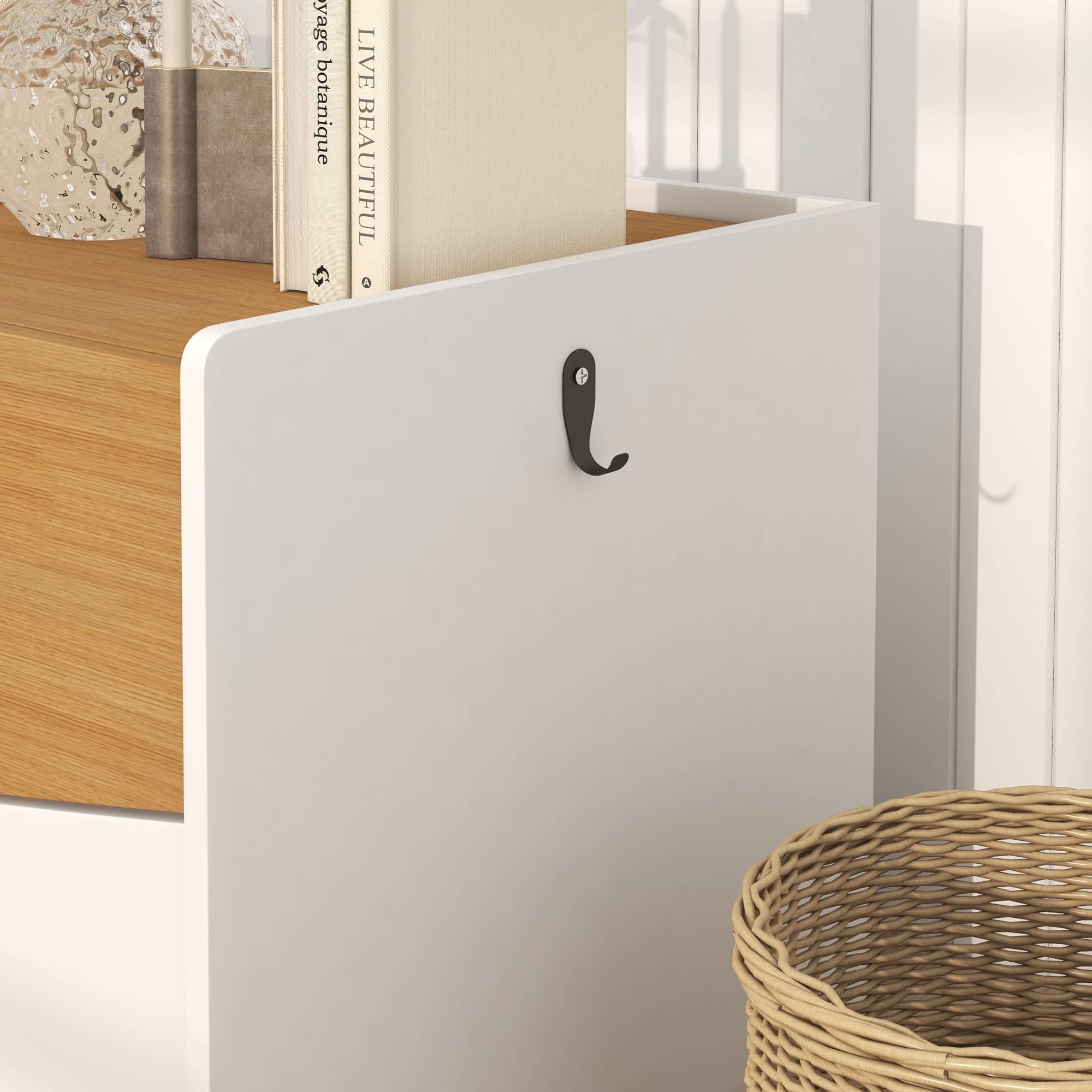 Litière chat tiroir design armoire compartiment litière 78x50x51 cm chêne/blanc - Image 10