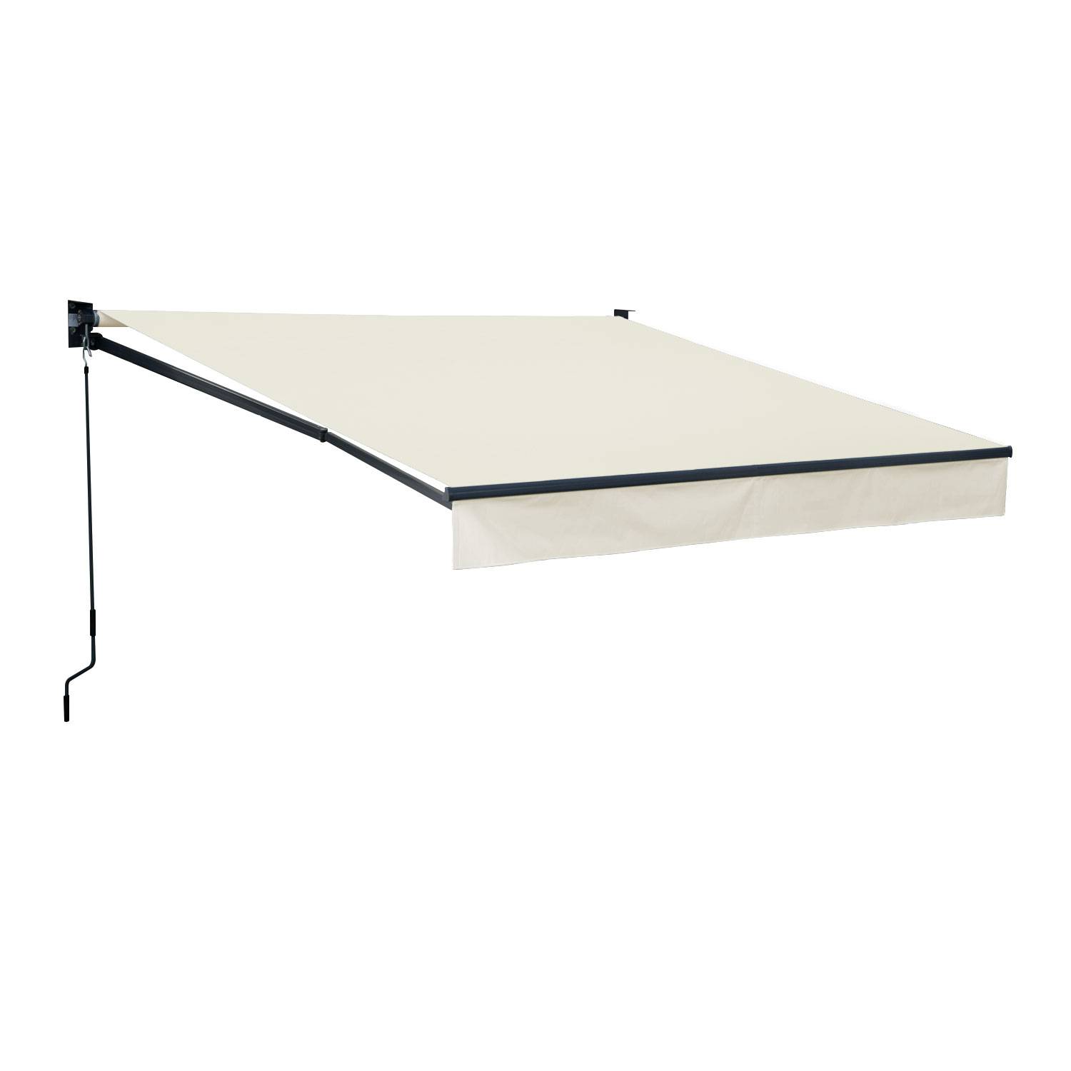 Store banne SAULE 2,95 × 2,5m - Toile beige et structure grise - HAPPY GARDEN - Image 1