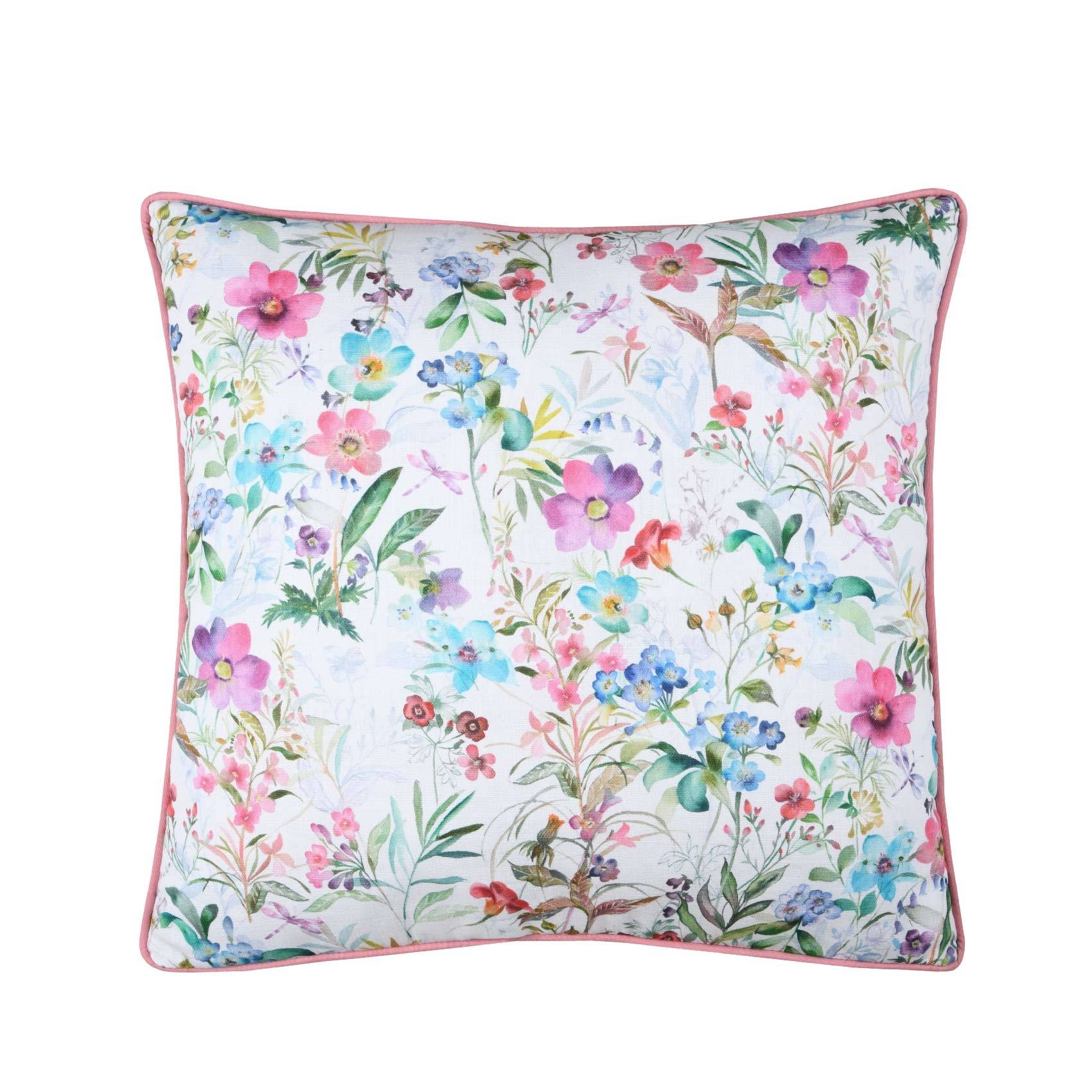 Lovely Casa - Coussin passepoilé imprimé fleurettes - LOVELY CASA - Image 2