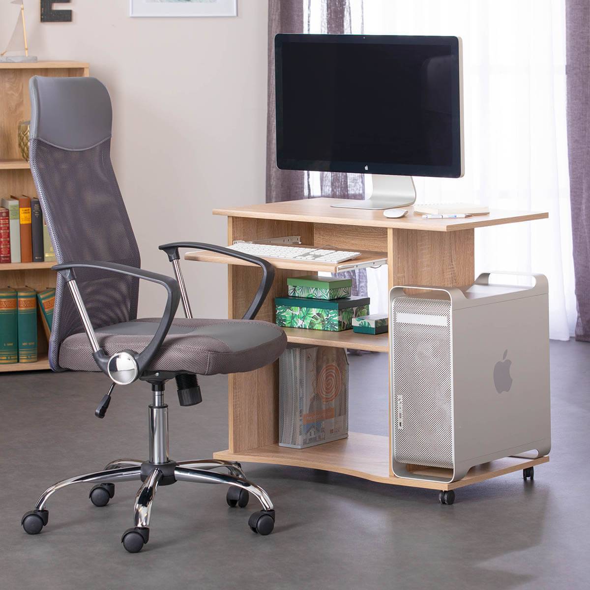 Meuble Informatique sur Roulettes Aspect Bois - LIST - Image 2