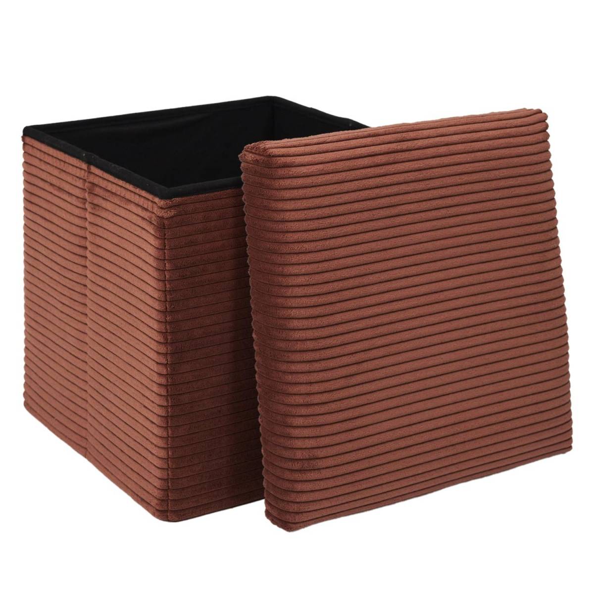 The Home Deco Factory - Pouf Coffre Pliable Côtelé "Scott" 38cm Terracotta - Image 3