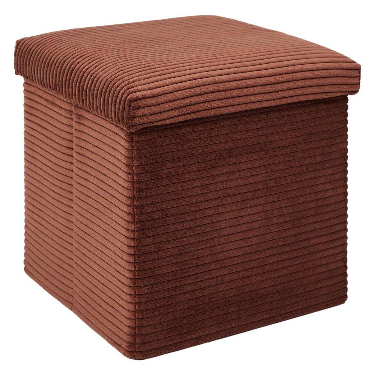 The Home Deco Factory - Pouf Coffre Pliable Côtelé "Scott" 38cm Terracotta - Image 1