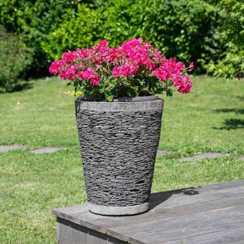 Wanda COLLECTION - Pot bac jardinière conique ardoise 50cm jardin terrasse zen - Image 2