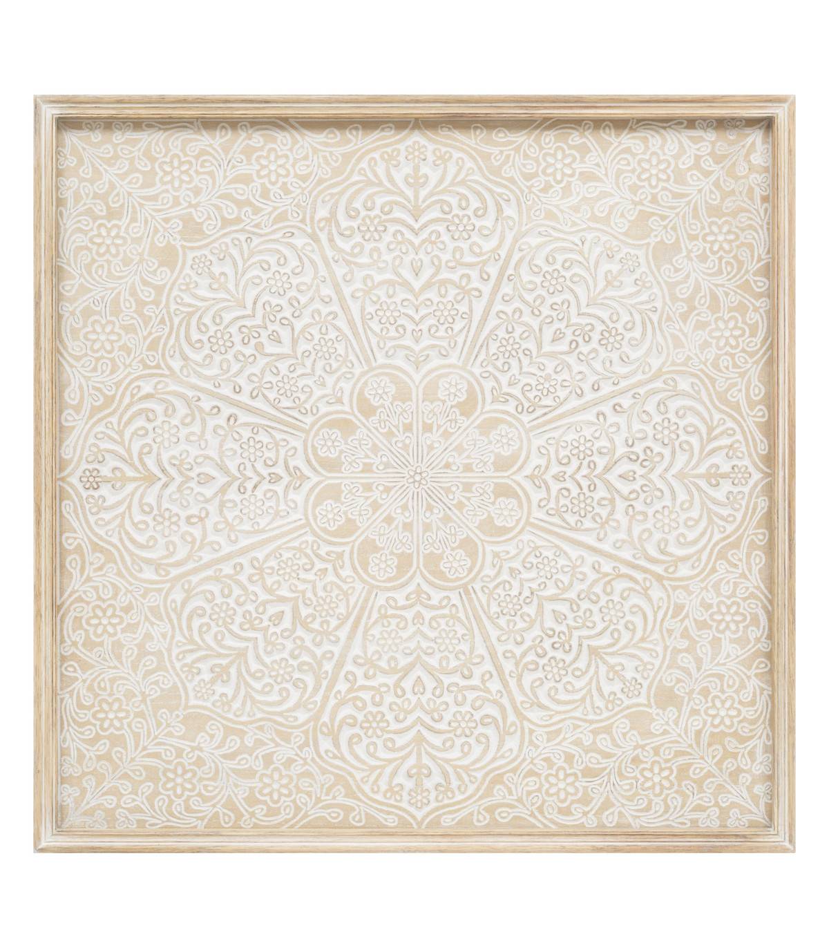 Déco murale Inspiration orientale en Bois blanchie  60 x 60 cm - Image 1