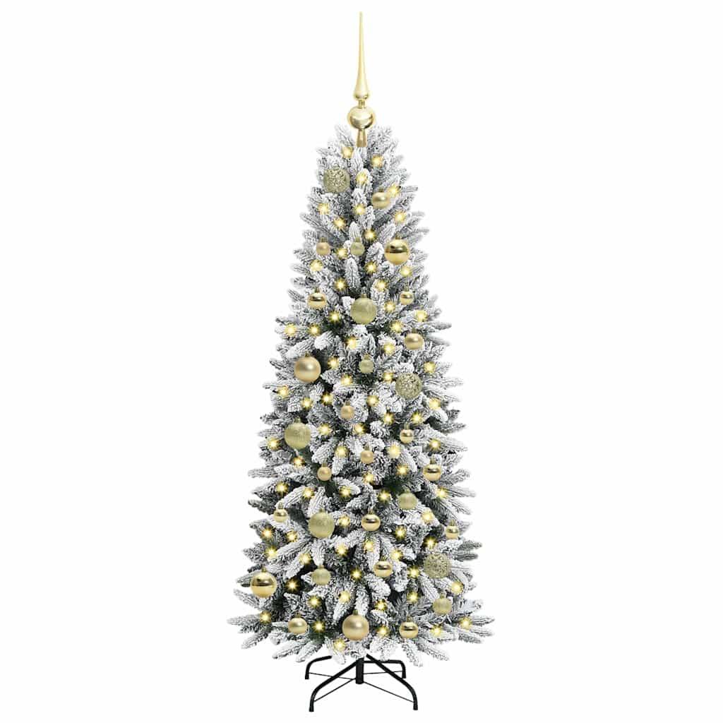 Sapin Artificiel Enneigé 120 cm avec Décorations et Lumières LED Blanc Chaud Incluses – ComfortXL Outdoor Living - Image 2