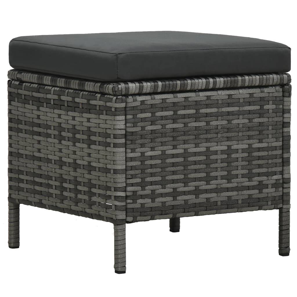 Helloshop26 - Salon de jardin meuble d'extérieur ensemble de mobilier 4 pièces avec coussins résine tressée gris - Image 6